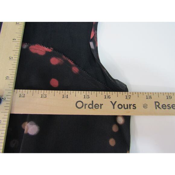 Black Silk Polka Dot Lined Dress Womens size M Boho Retro Whimsigoth Fairy Chic - Picture 3 of 8
